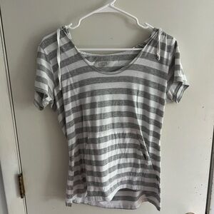 Gray and White Short Sleeve T-Shirt